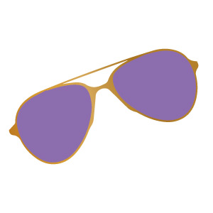 Purple-colored aviator sunglasses.